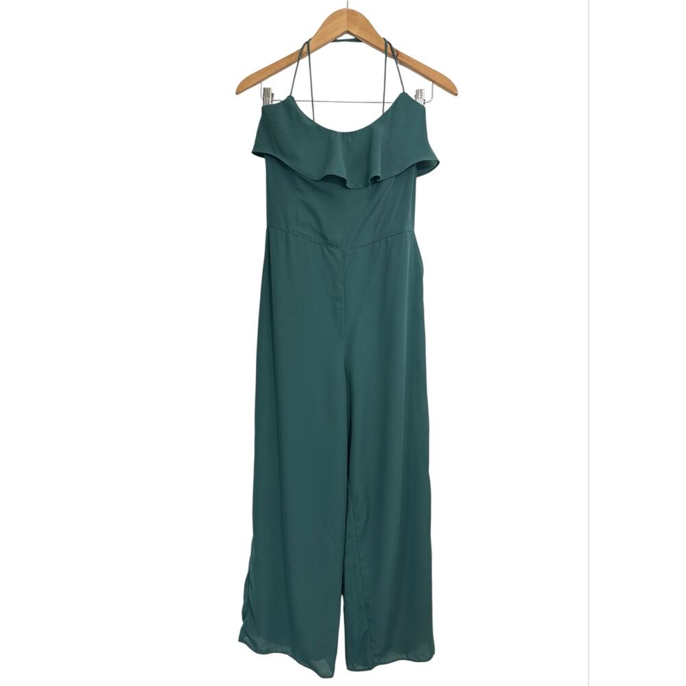 NWT Abercrombie & Fitch Heartfelt Culotte Jumpsuit Green Size M Lace Up Back - Picture 4 of 10